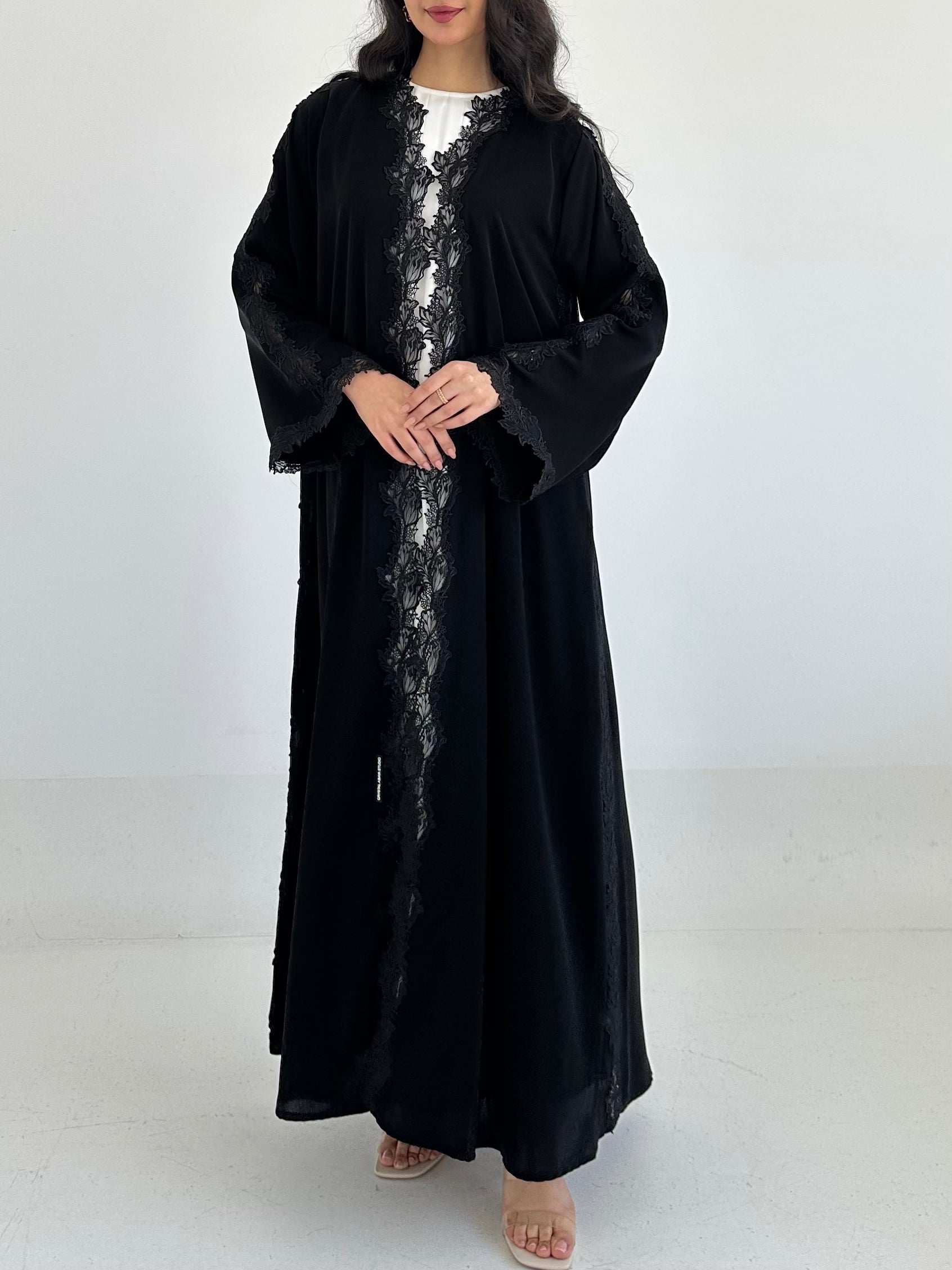 C 2331 Black Lace Abaya