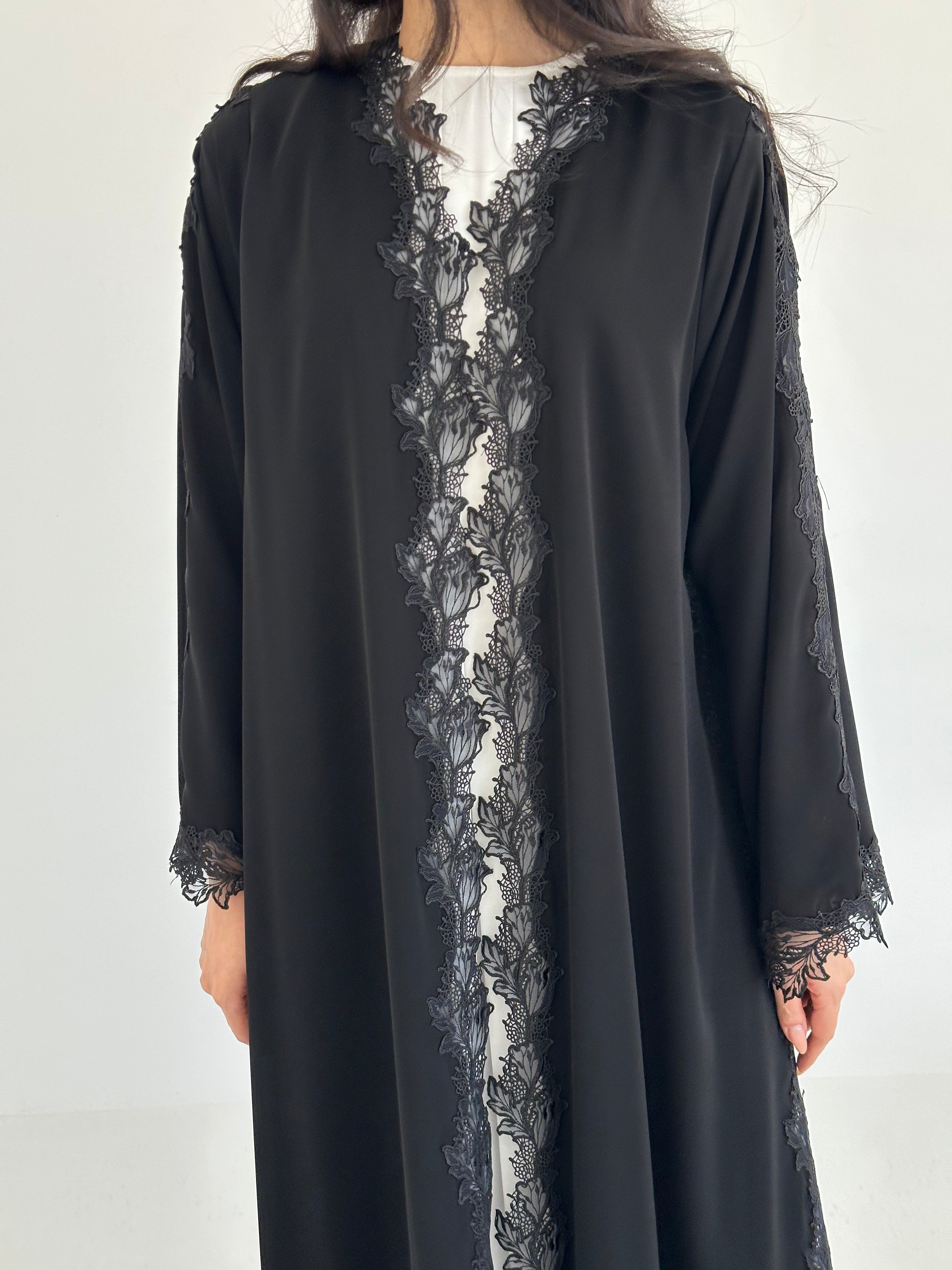 C 2331 Black Lace Abaya