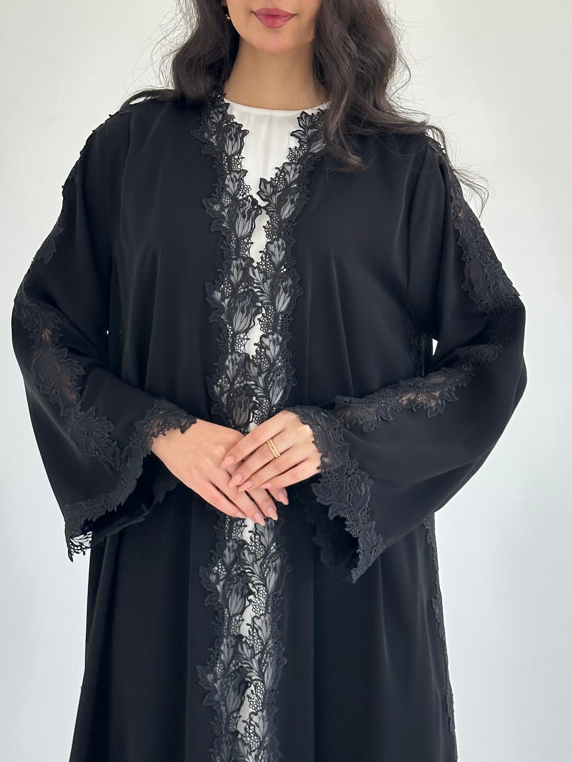 C 2331 Black Lace Abaya
