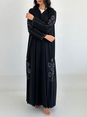 C 2332 Black Crystal Embroidered Abaya