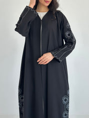 C 2332 Black Crystal Embroidered Abaya