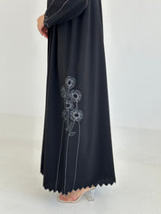 C 2332 Black Crystal Embroidered Abaya