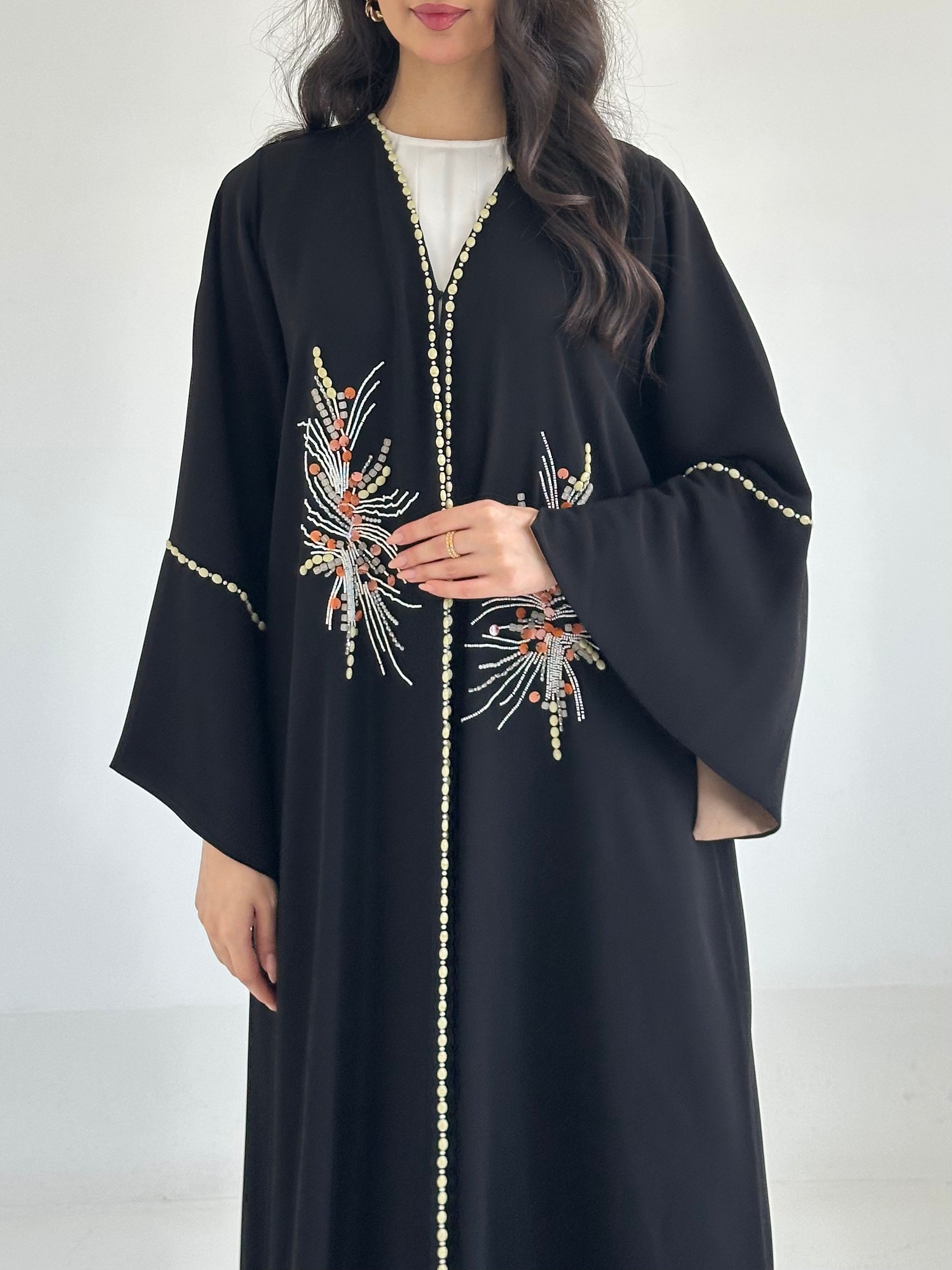 C 2333 Black Beaded Abaya
