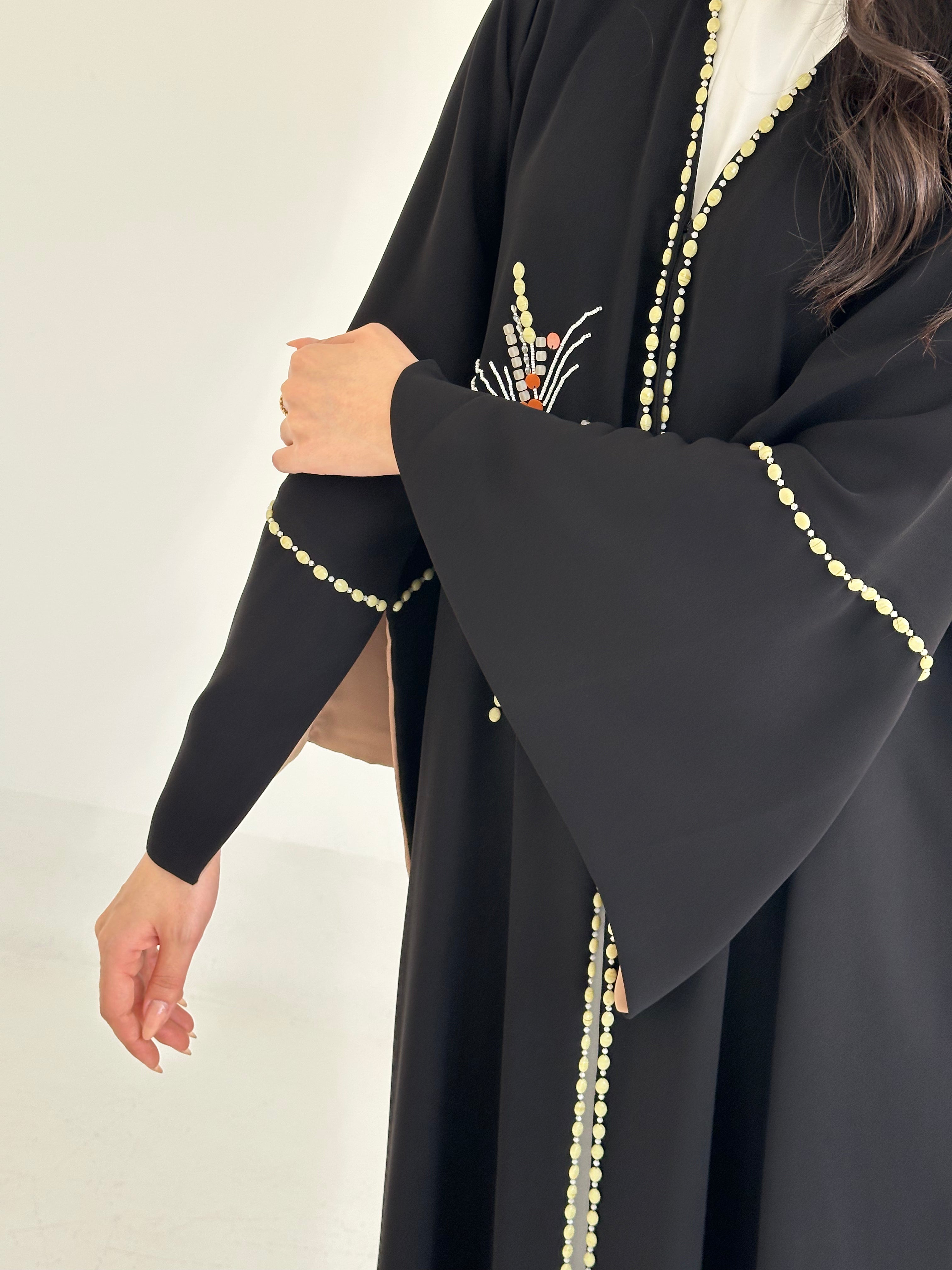 C 2333 Black Beaded Abaya