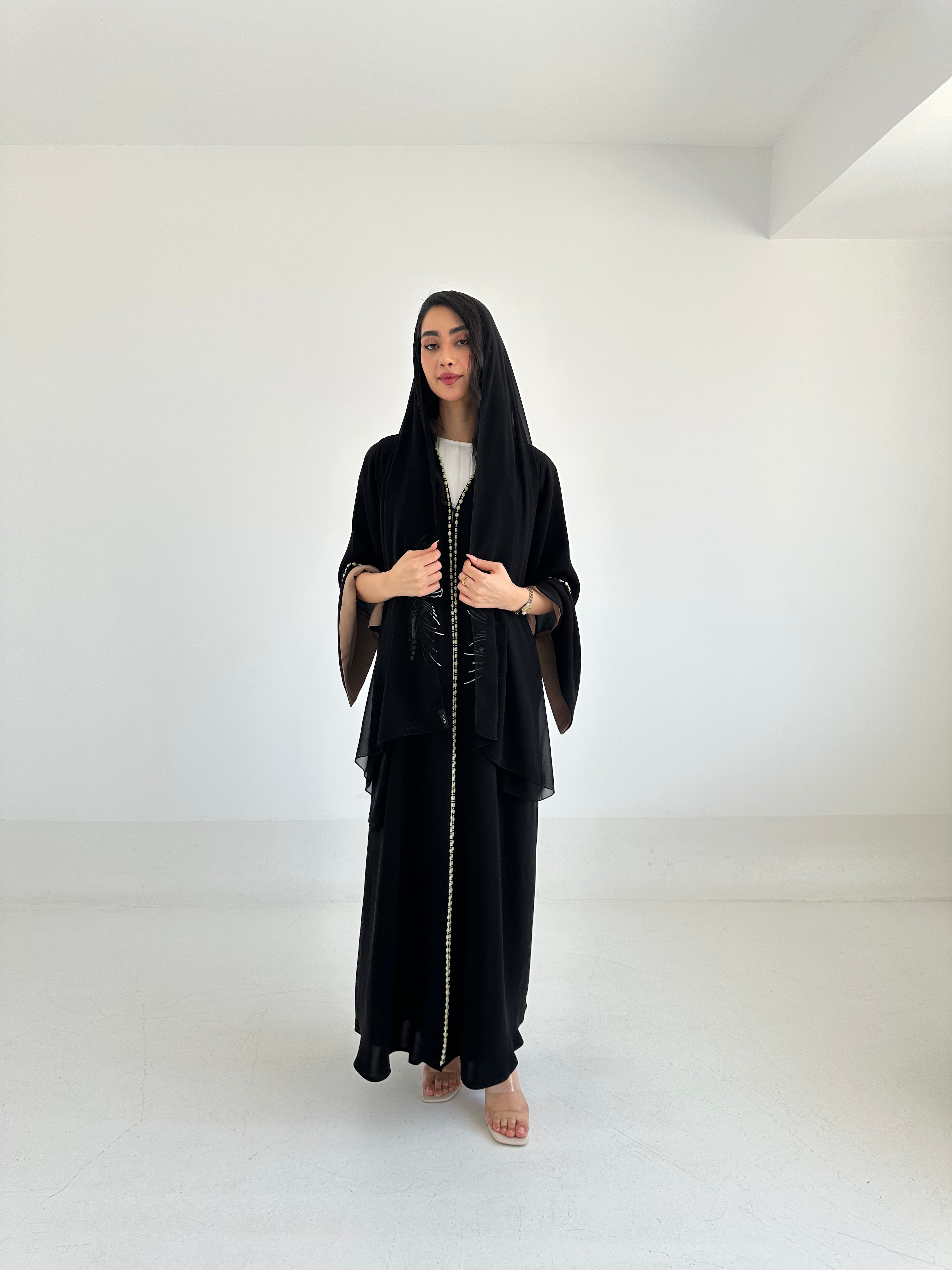 C 2333 Black Beaded Abaya