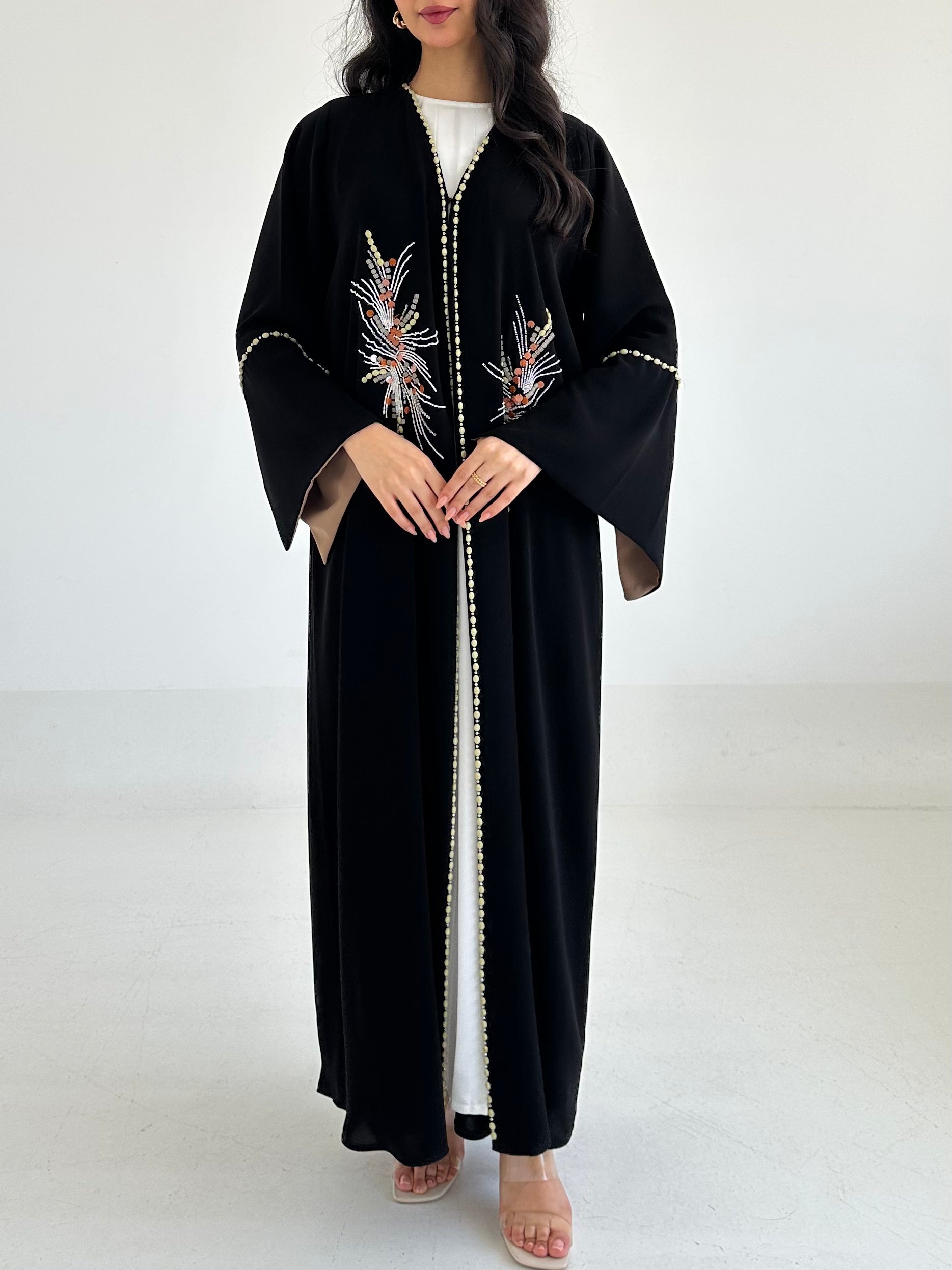 C 2333 Black Beaded Abaya
