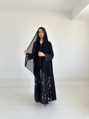 C 2334 Black Lace Abaya