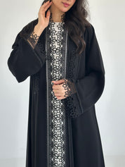 C 2335 Black Crystal Lace Abaya