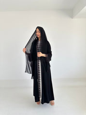 C 2335 Black Crystal Lace Abaya