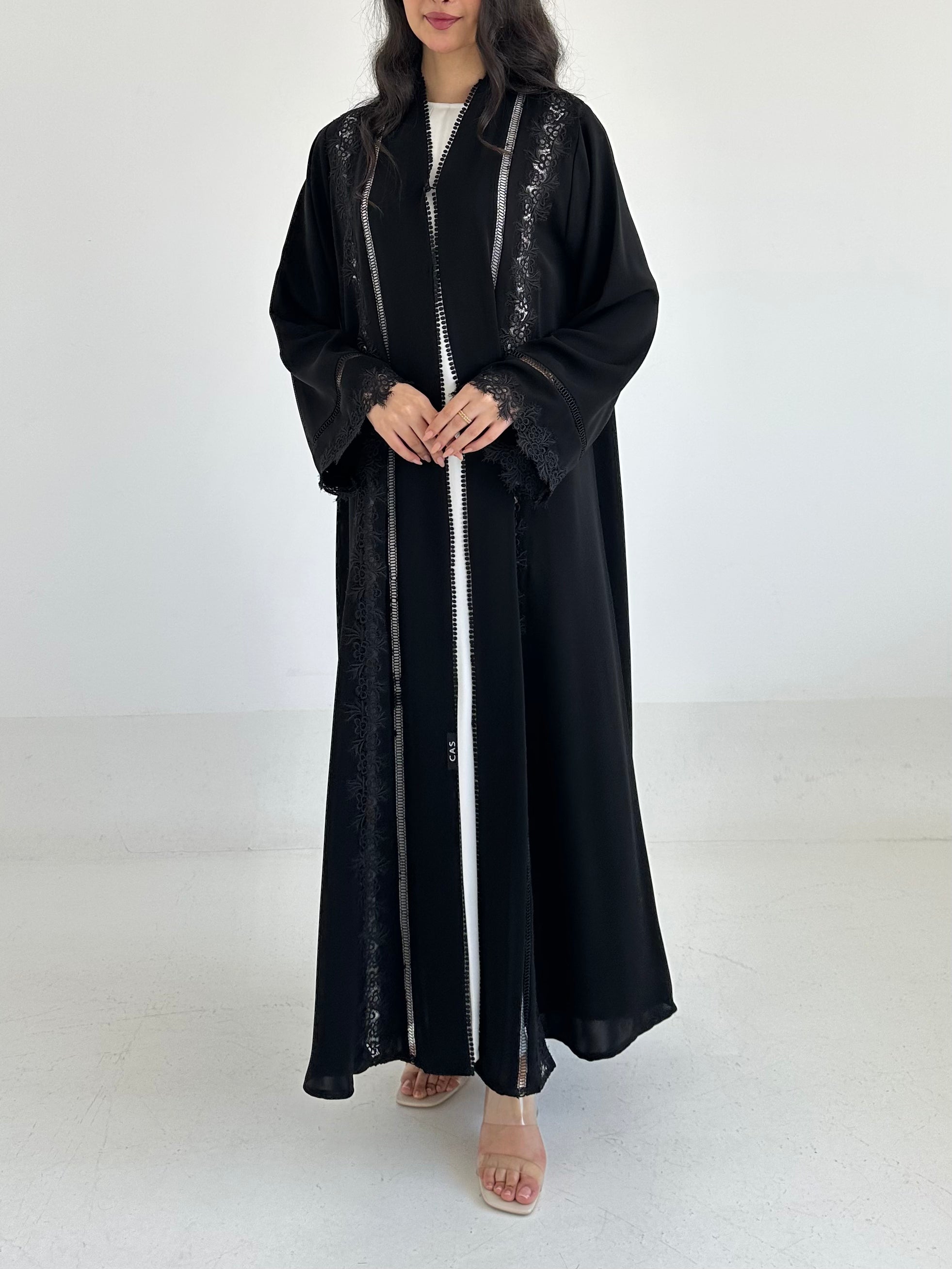 C 2338 Black Lace Abaya