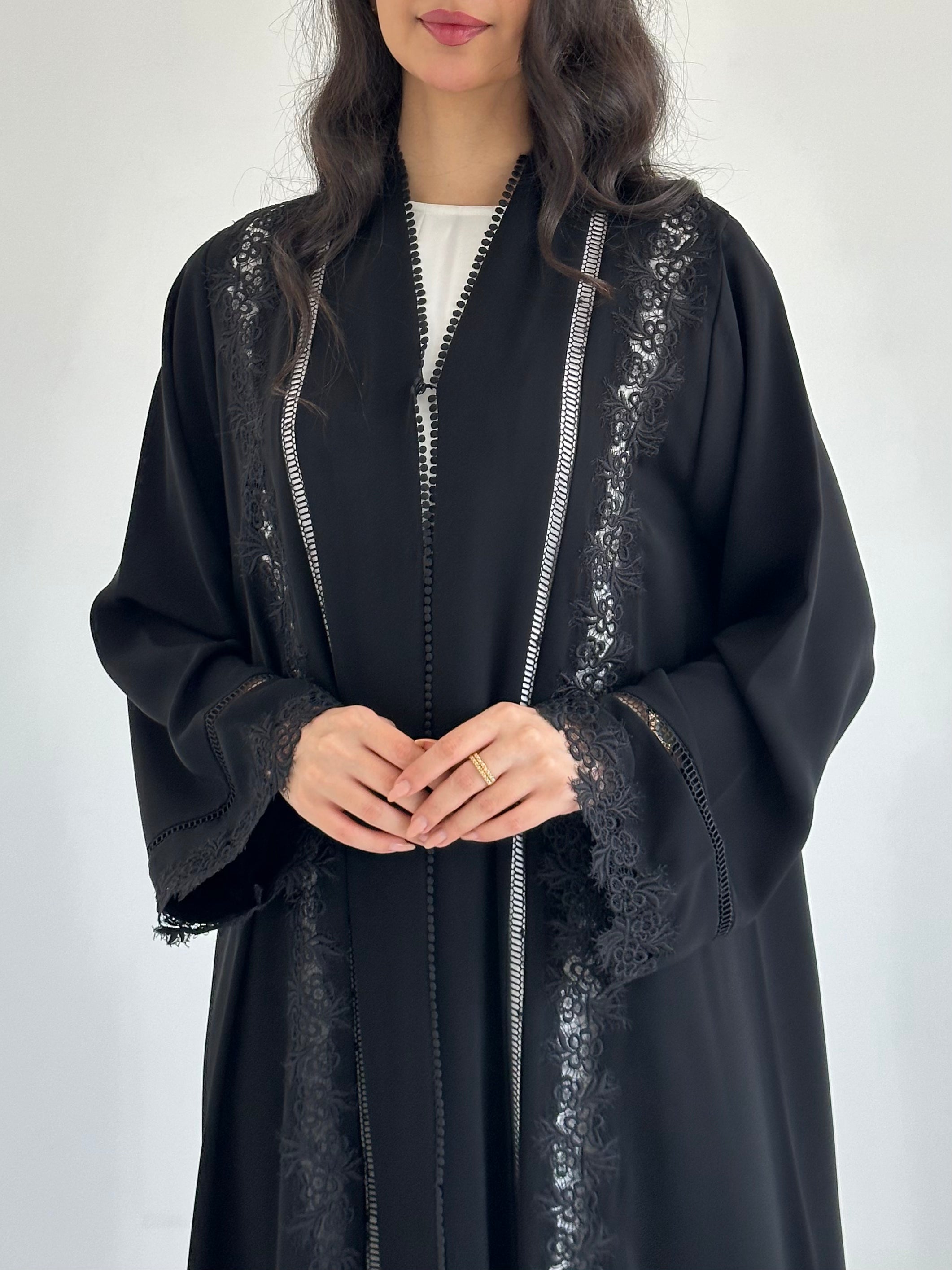 C 2338 Black Lace Abaya