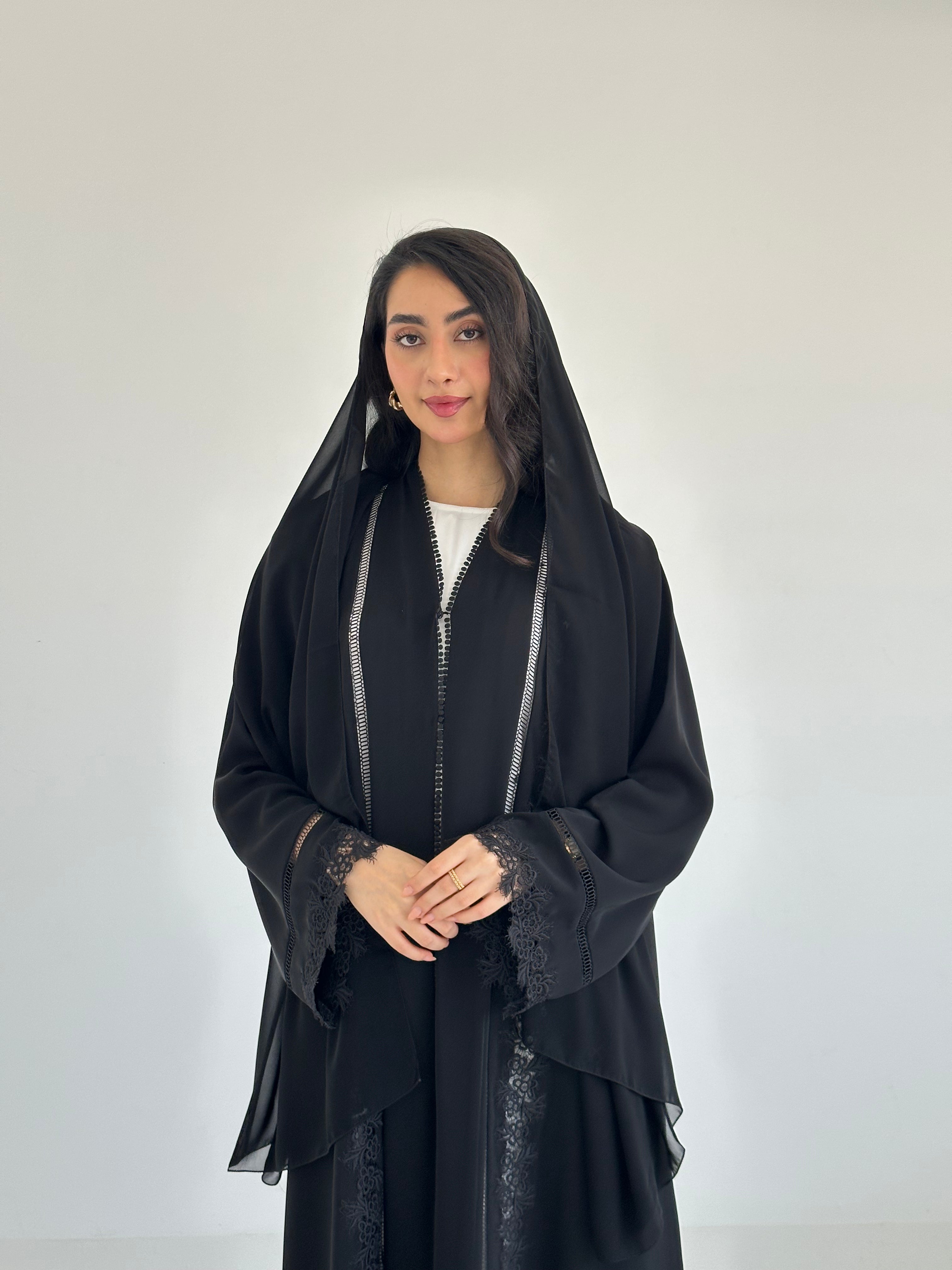 C 2338 Black Lace Abaya