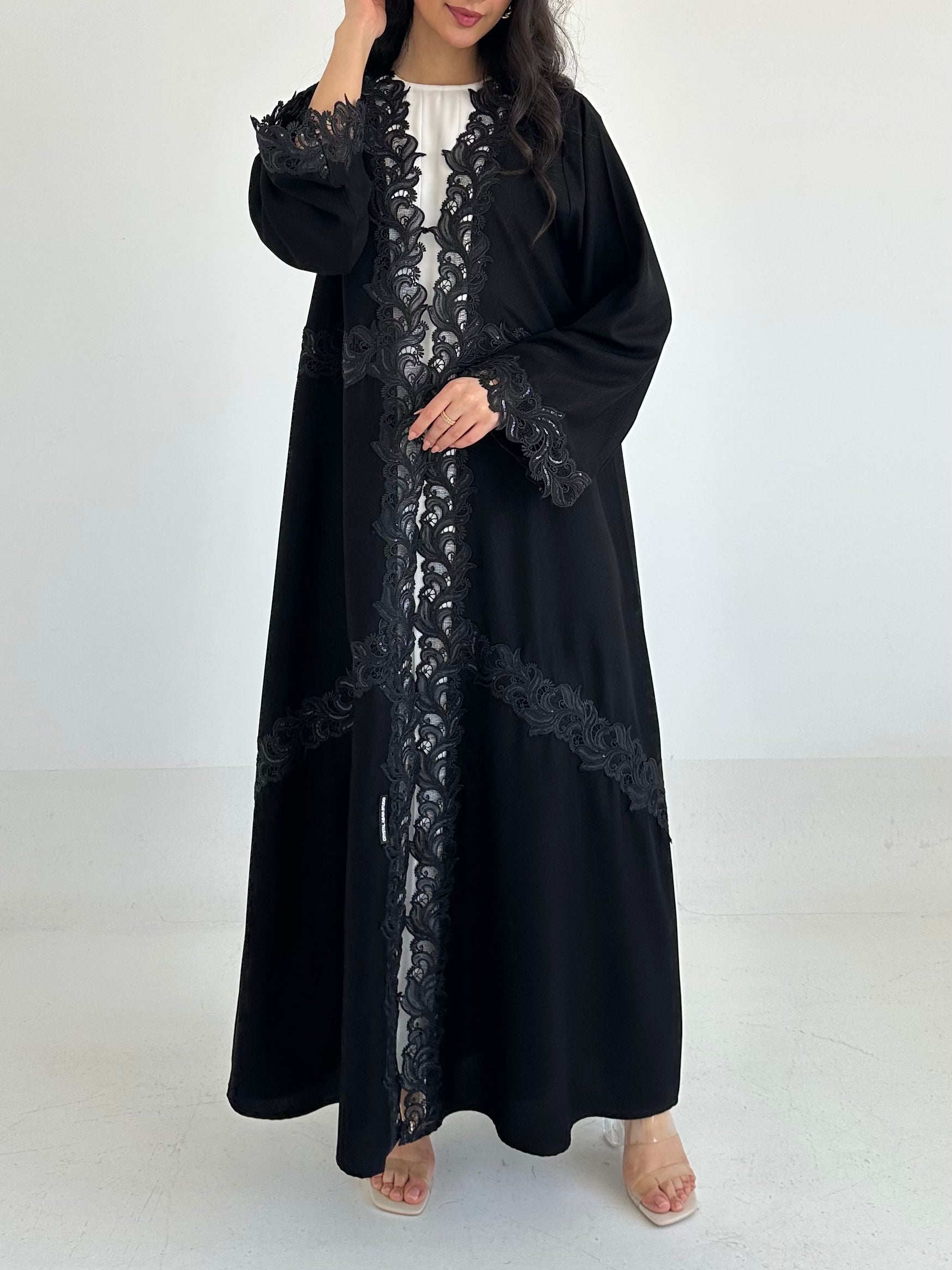 C 2339 Black Lace Abaya