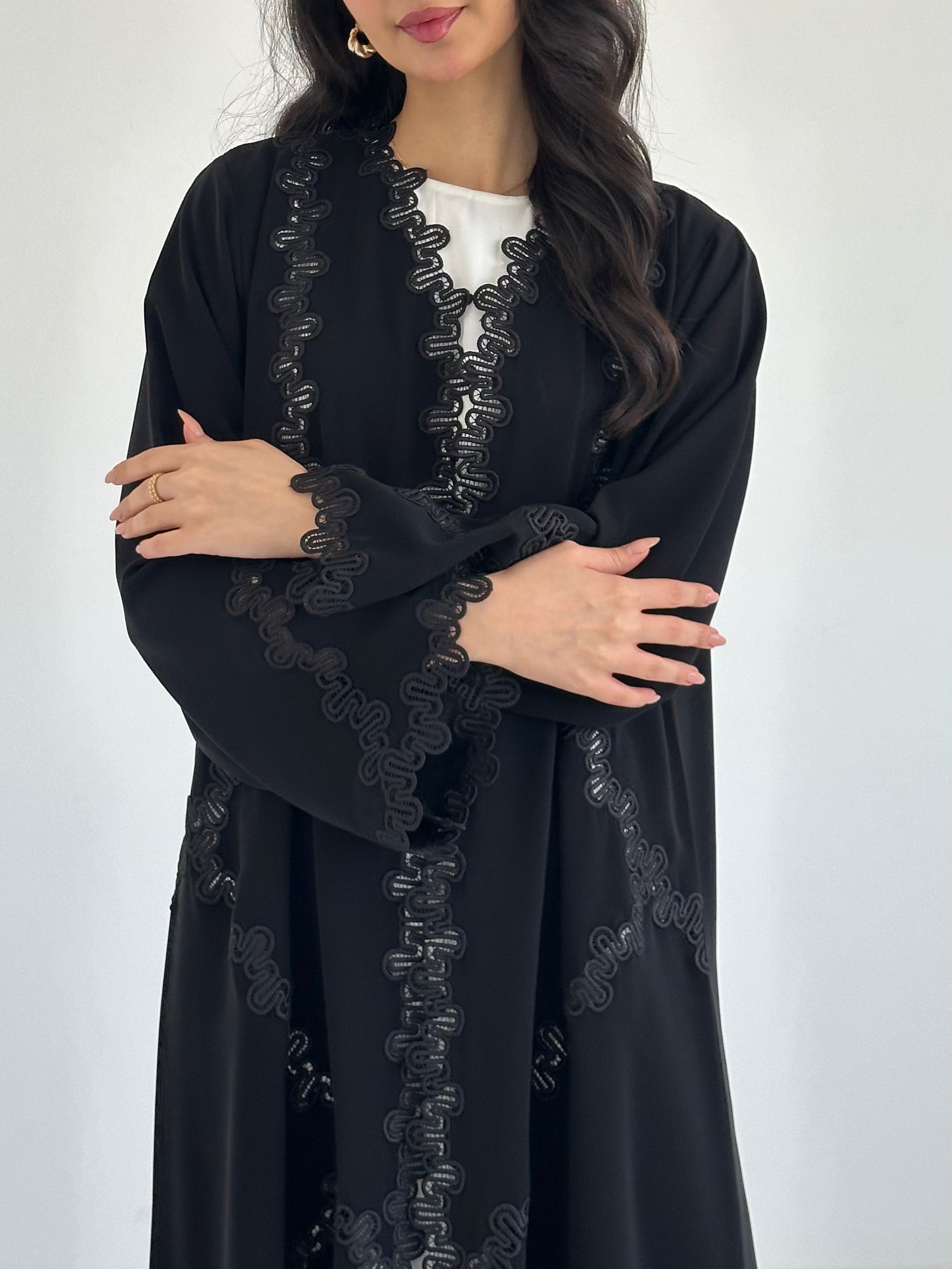 C 2340 Black Lace Abaya