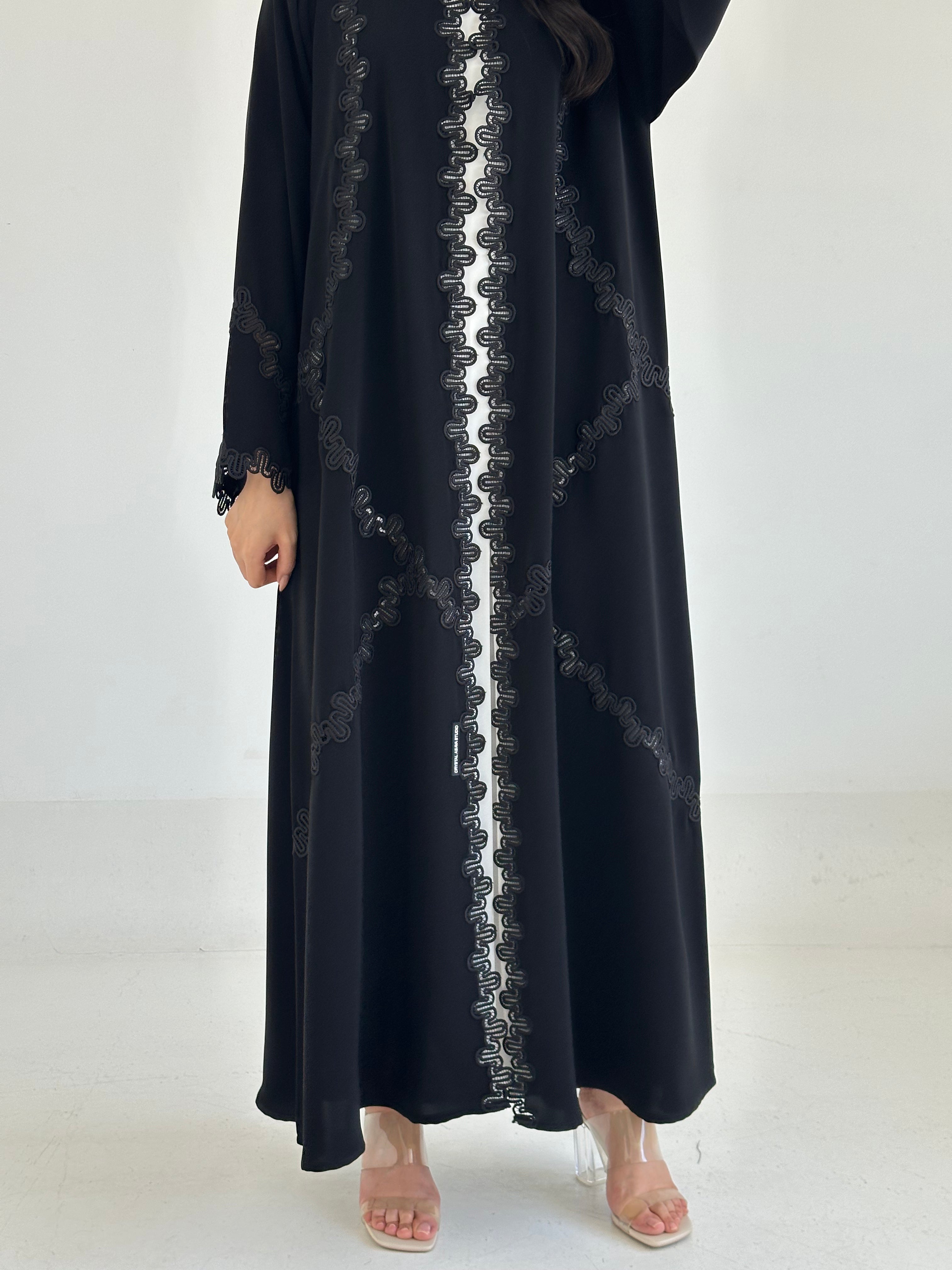 C 2340 Black Lace Abaya