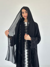 C 2340 Black Lace Abaya