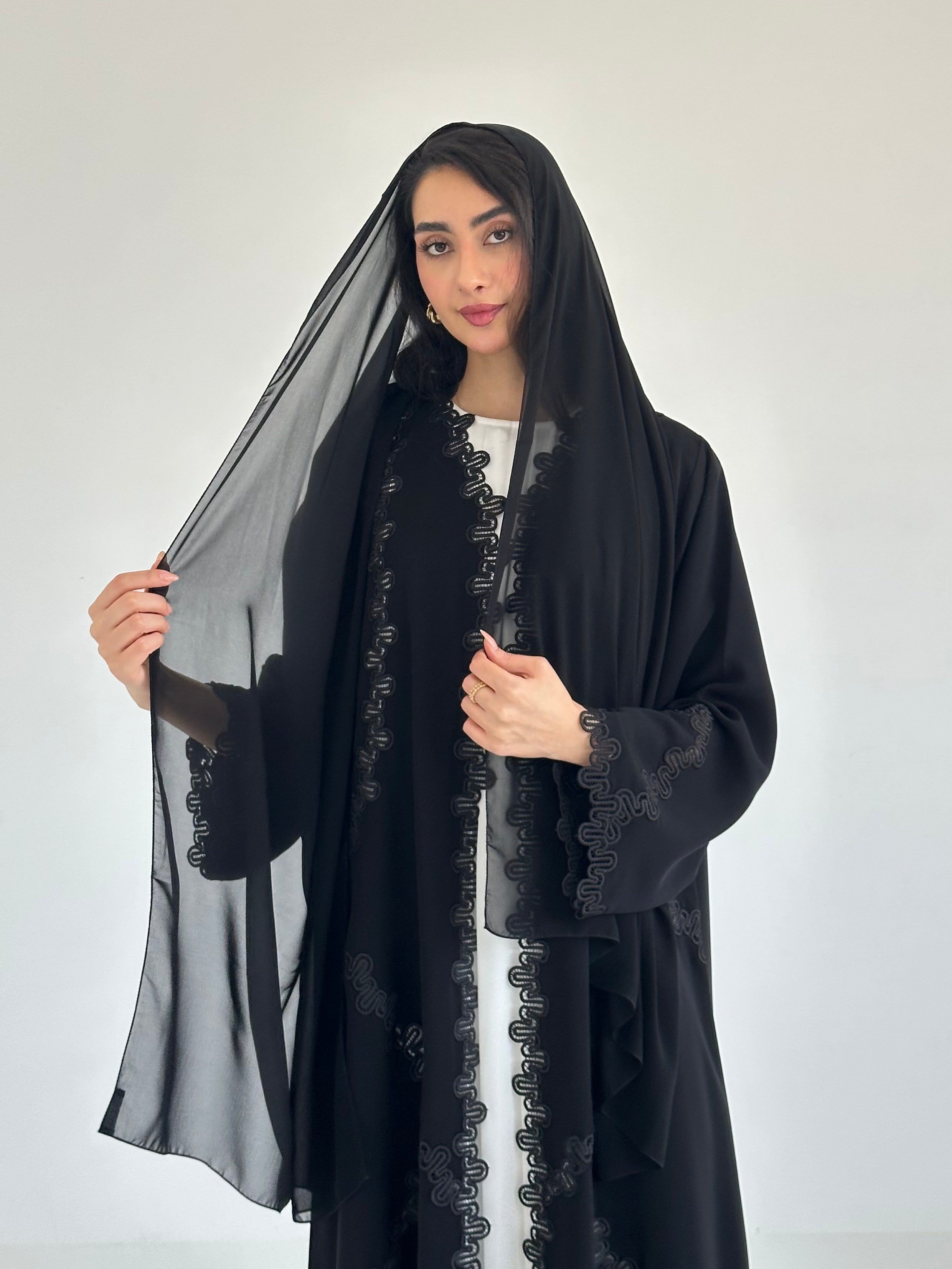 C 2340 Black Lace Abaya