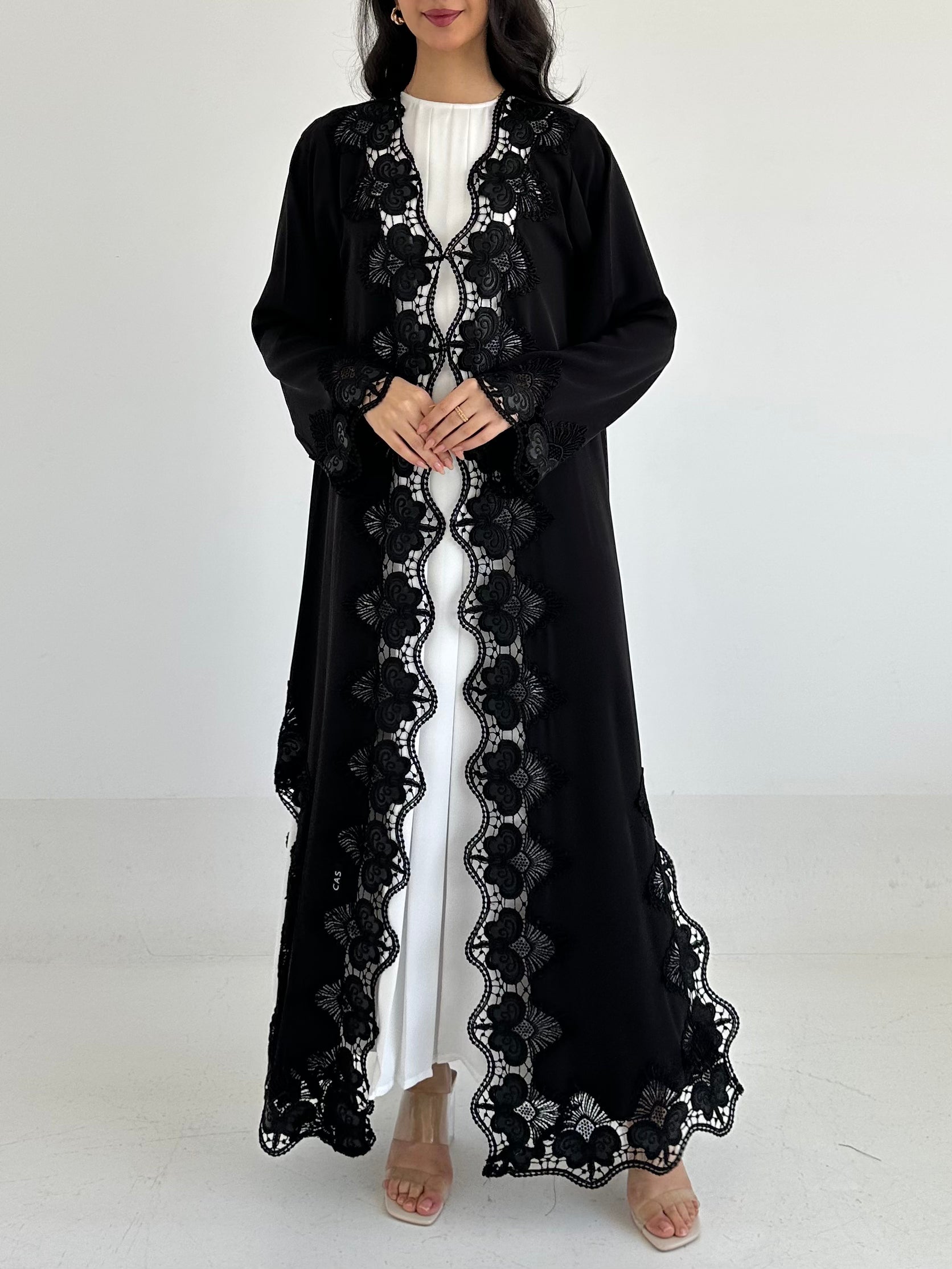C 2341 Black Lace Abaya
