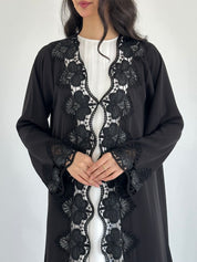 C 2341 Black Lace Abaya