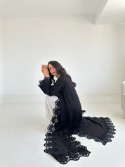 C 2341 Black Lace Abaya