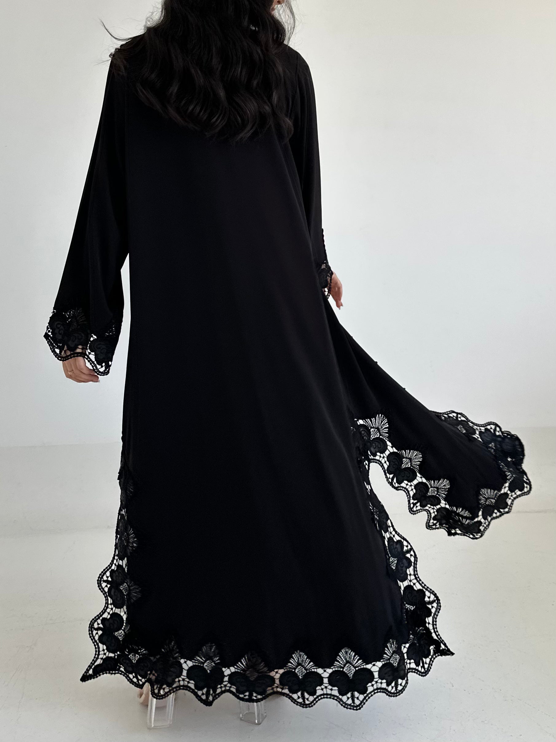 C 2341 Black Lace Abaya