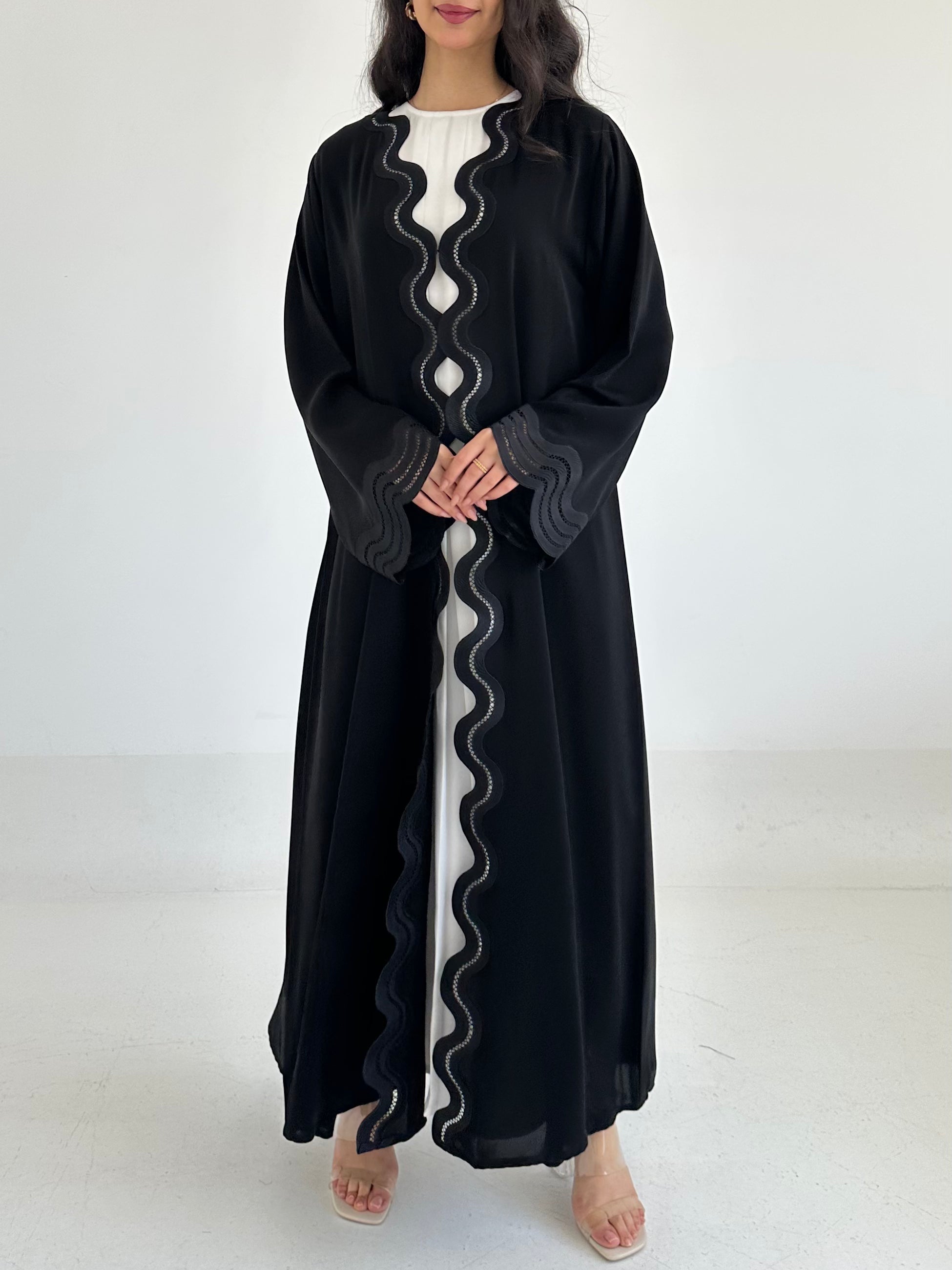 C 2344 Black Lace Abaya