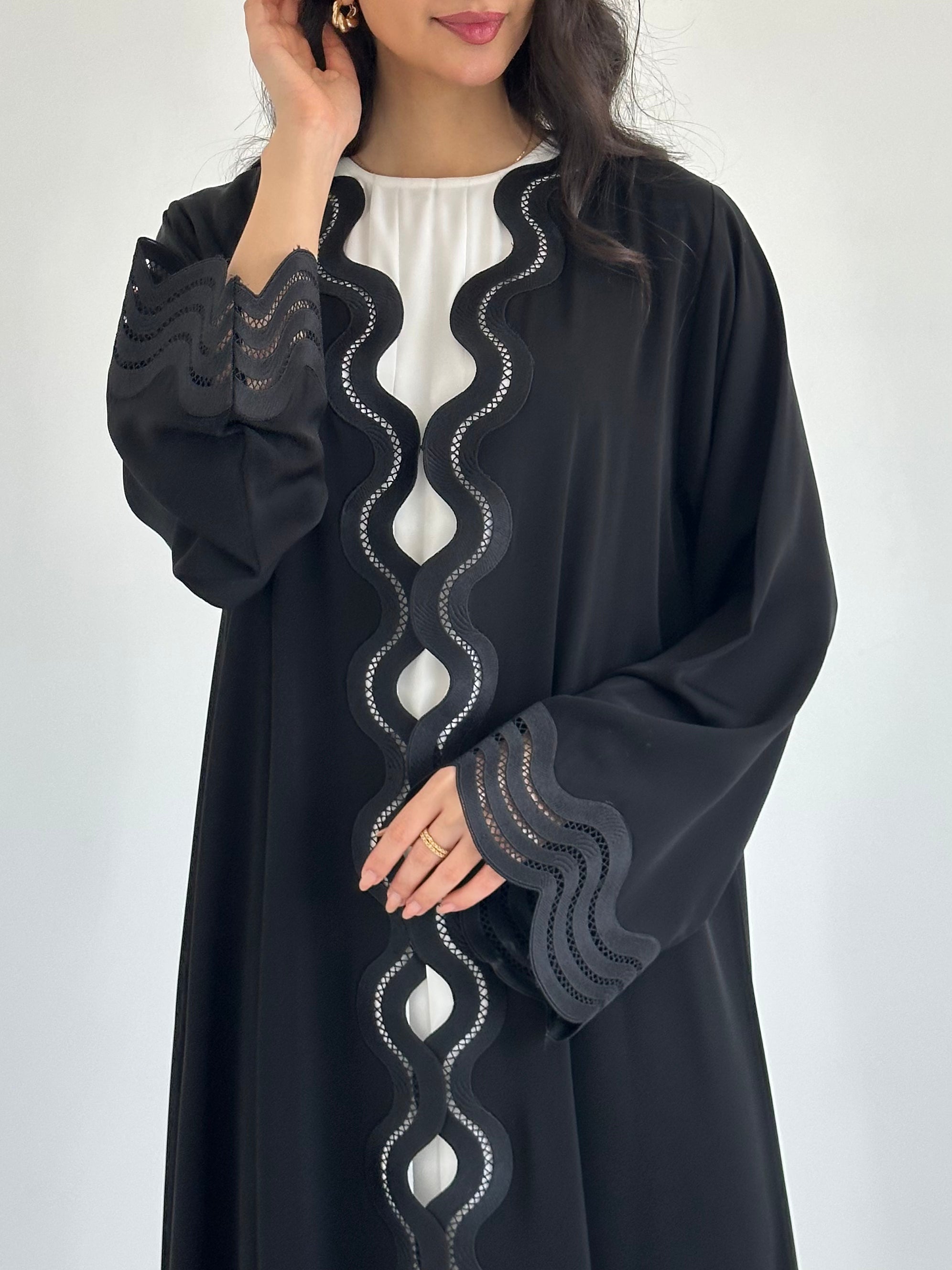 C 2344 Black Lace Abaya