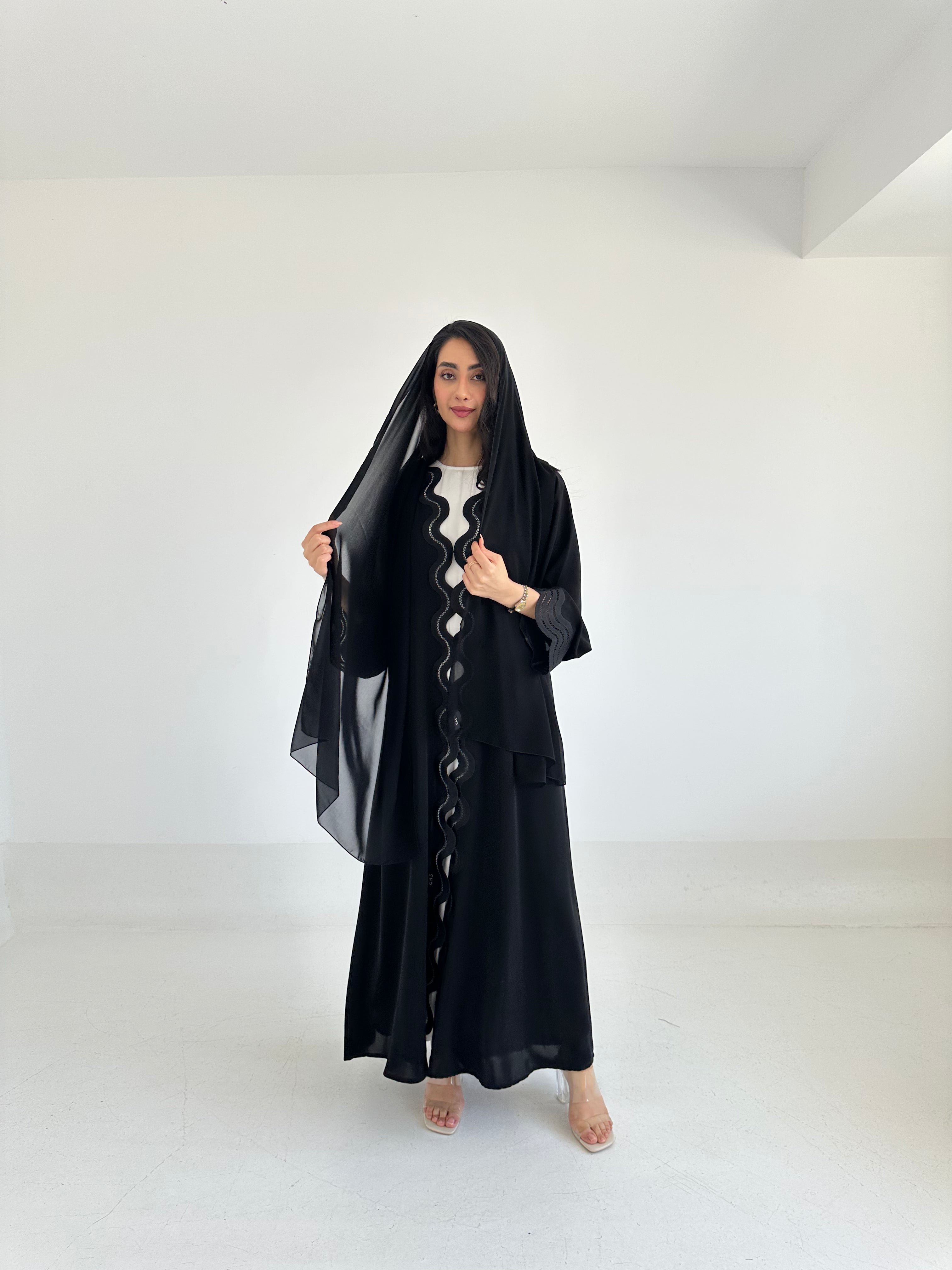 C 2344 Black Lace Abaya