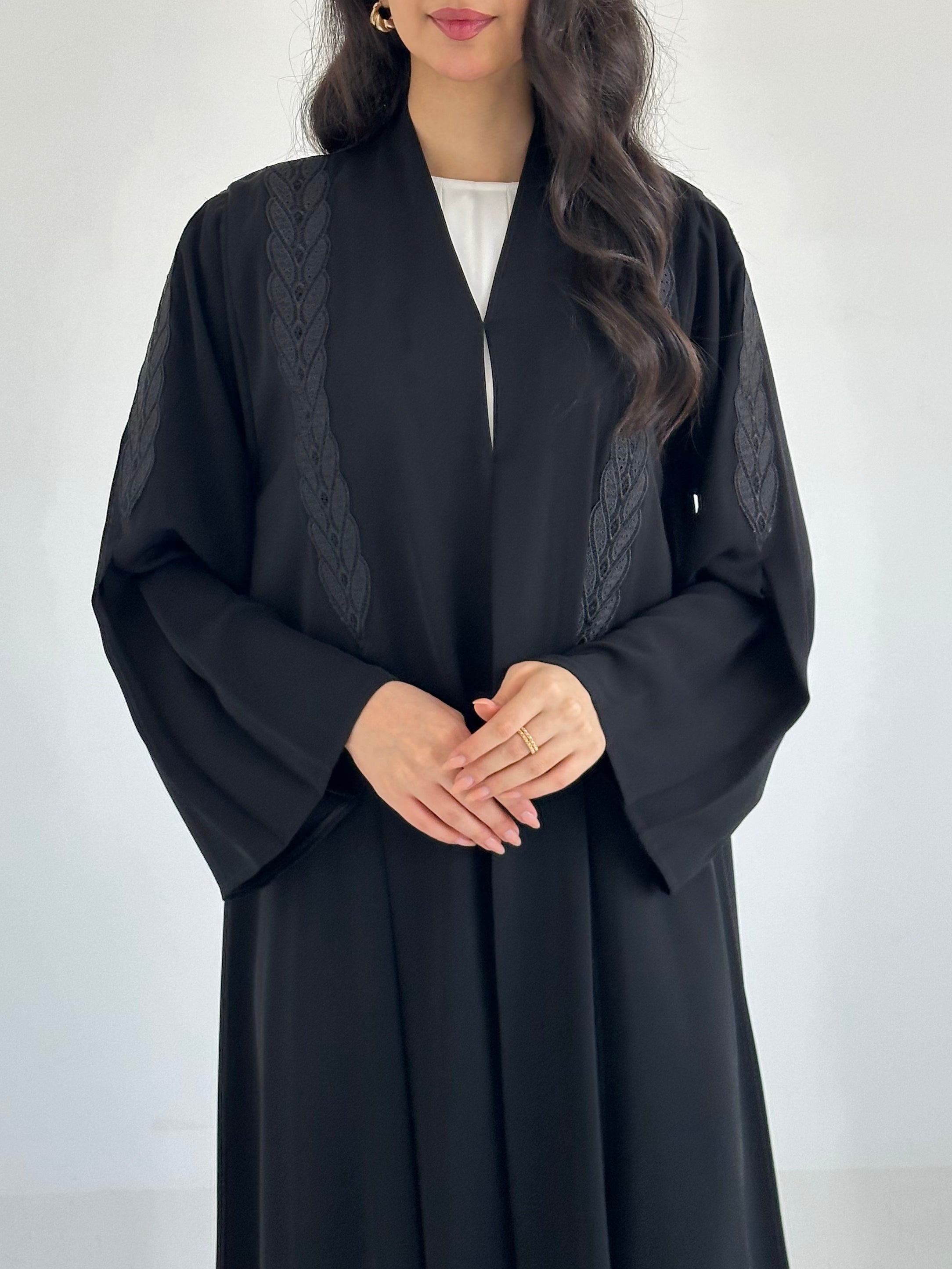 C 2345 Black Lace Abaya
