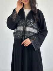 C 2346 Black Sequins Lace Abaya