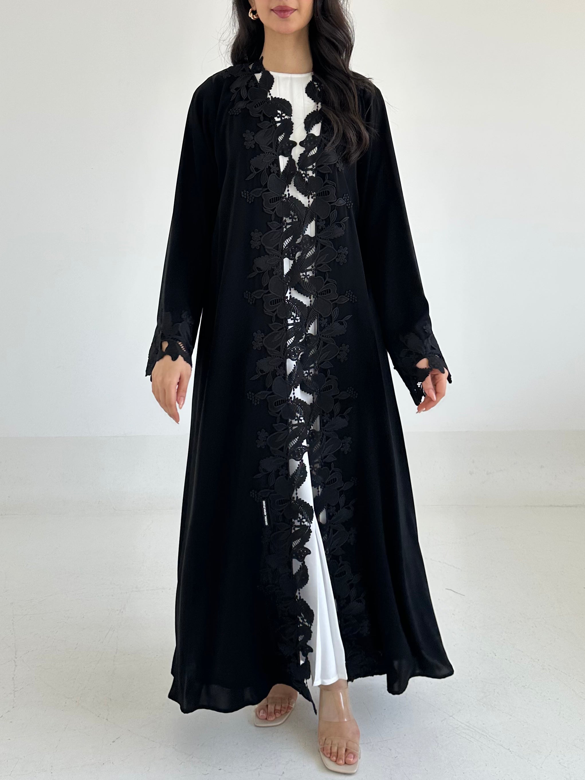 C 2347 Black Lace Abaya