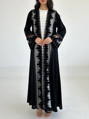 C 2348 Black Sequins Lace Abaya
