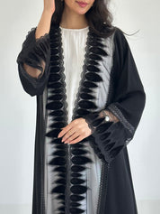 C 2348 Black Sequins Lace Abaya