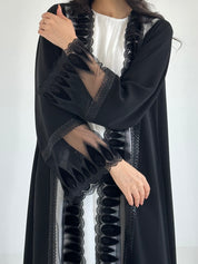 C 2348 Black Sequins Lace Abaya
