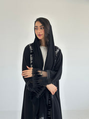C 2348 Black Sequins Lace Abaya