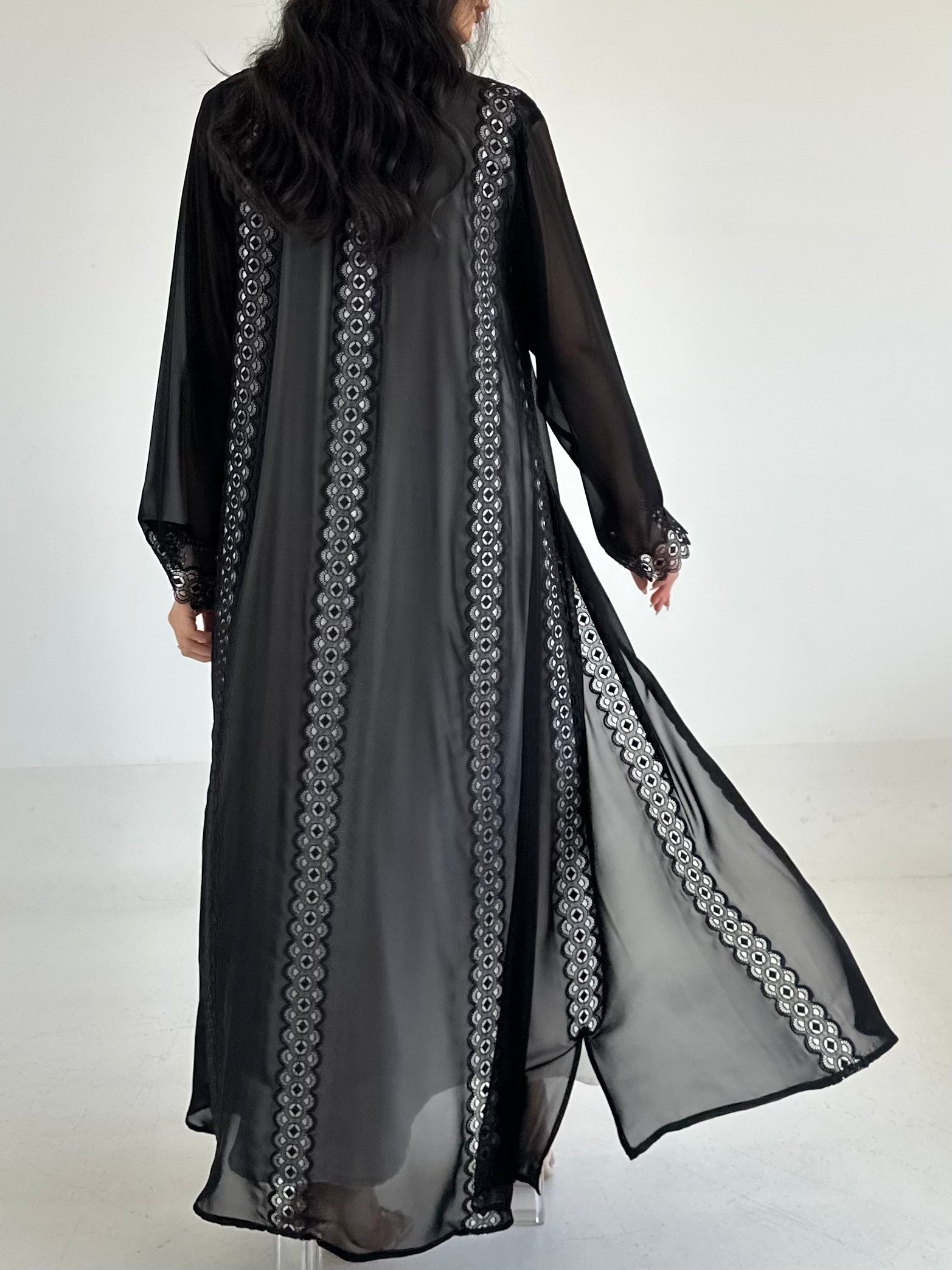 C 2349 Black Lace Abaya