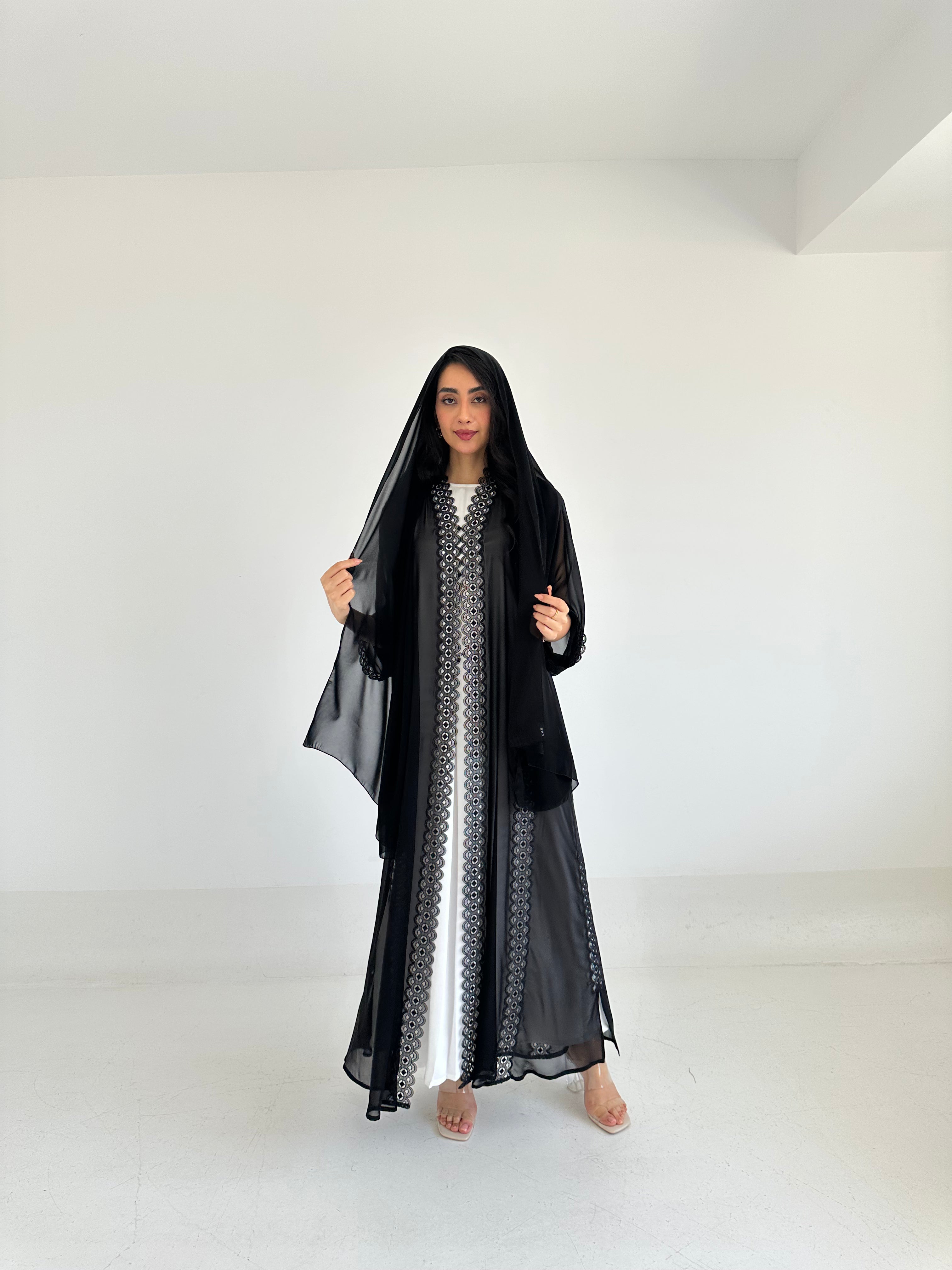C 2349 Black Lace Abaya