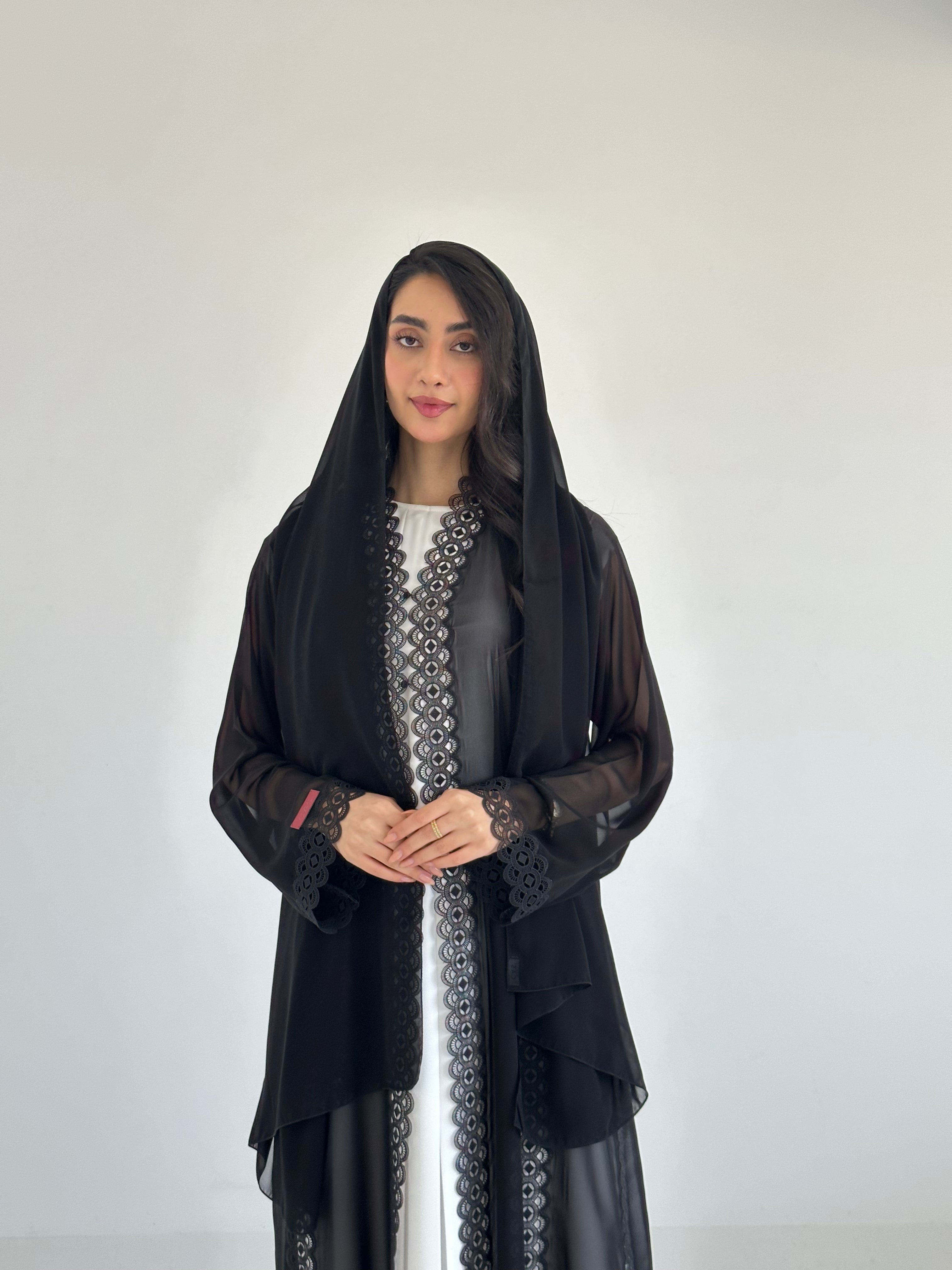 C 2349 Black Lace Abaya