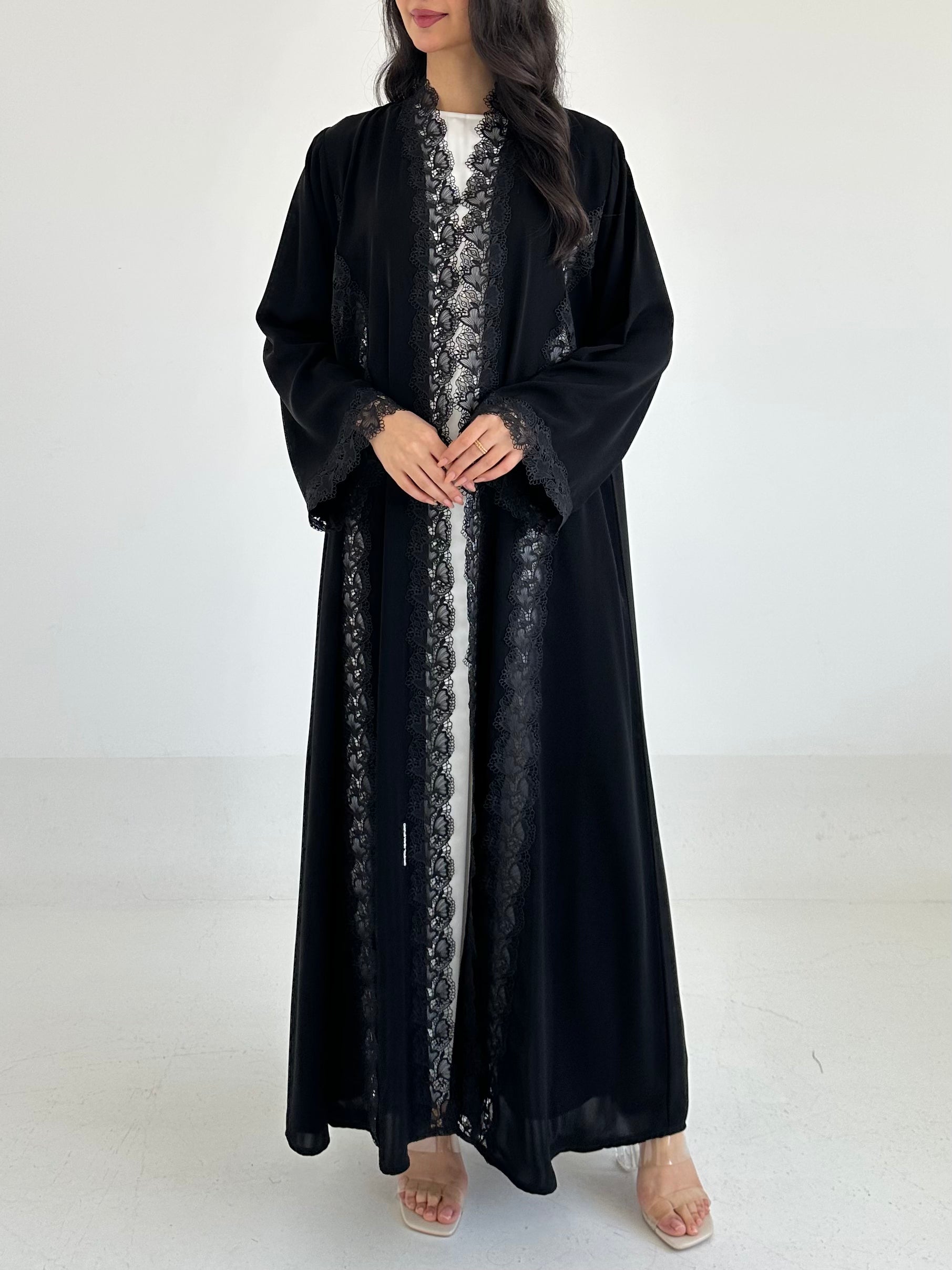 C 2350 Black Lace Abaya