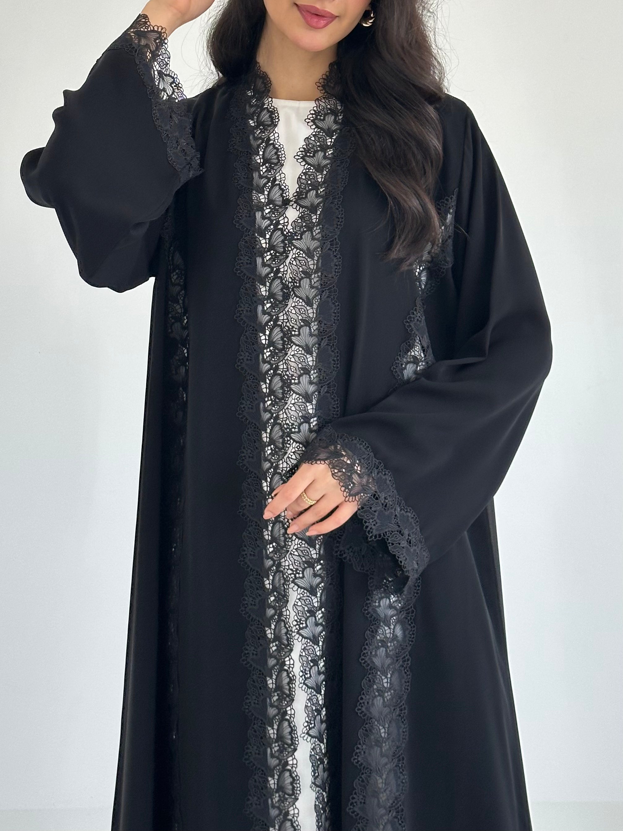 C 2350 Black Lace Abaya