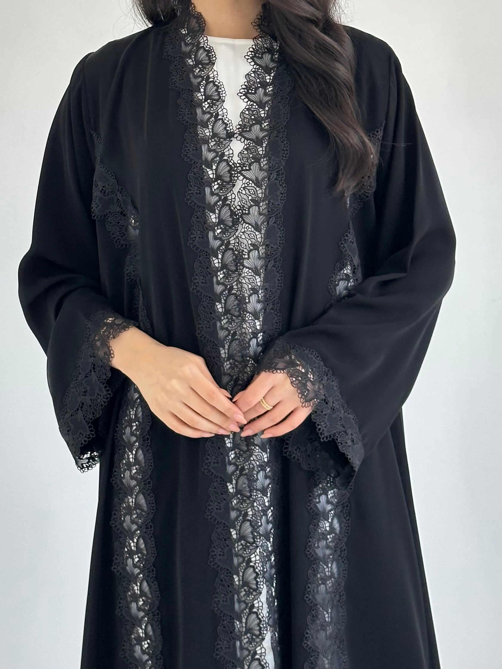 C 2350 Black Lace Abaya