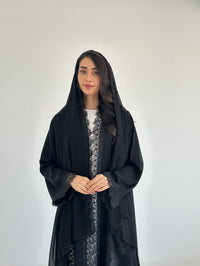 C 2350 Black Lace Abaya - XS / 50