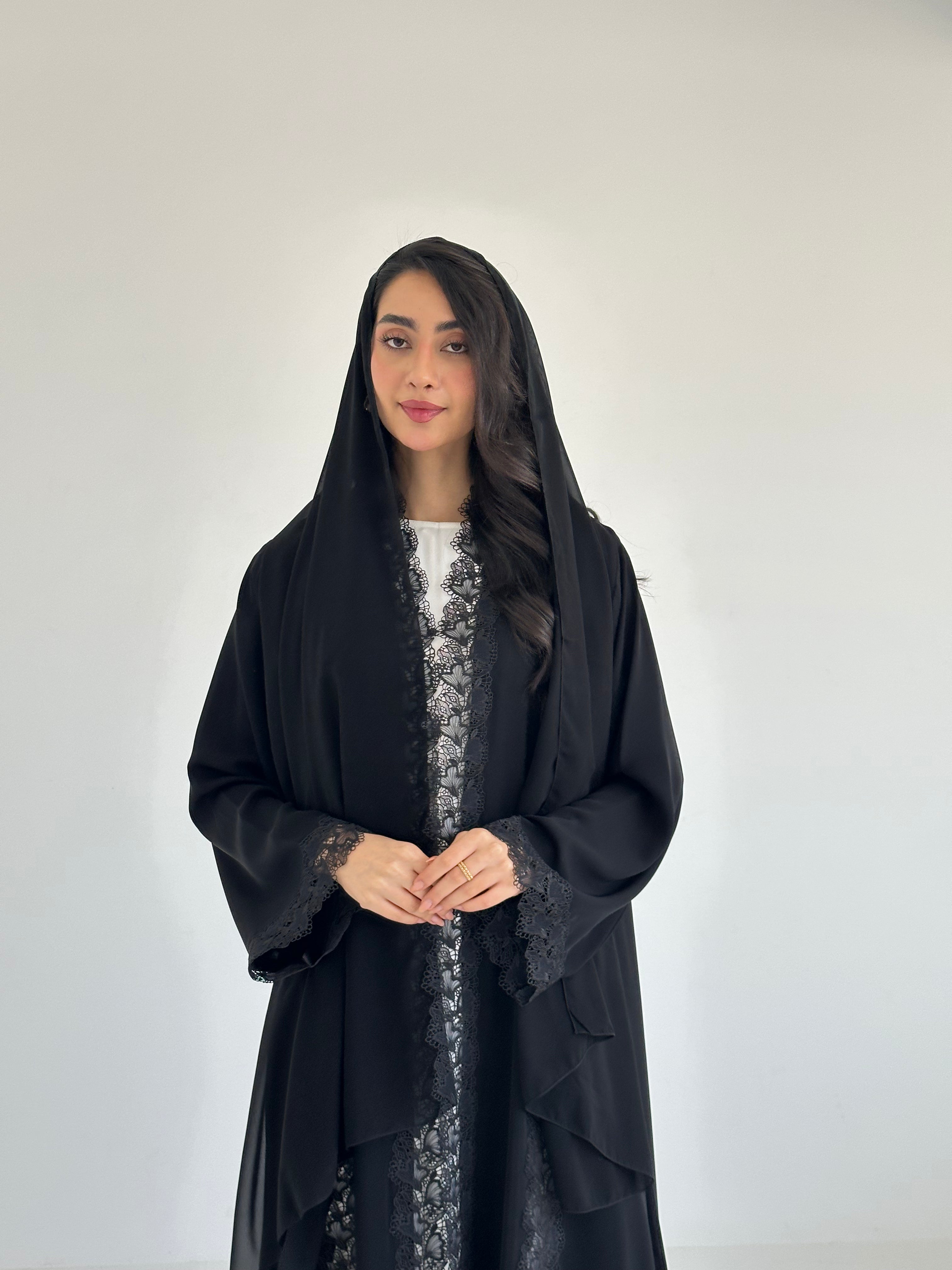 C 2350 Black Lace Abaya
