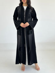 C 2351 Black Crystal Lace Abaya
