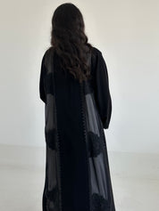 C 2351 Black Crystal Lace Abaya