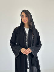 C 2351 Black Crystal Lace Abaya
