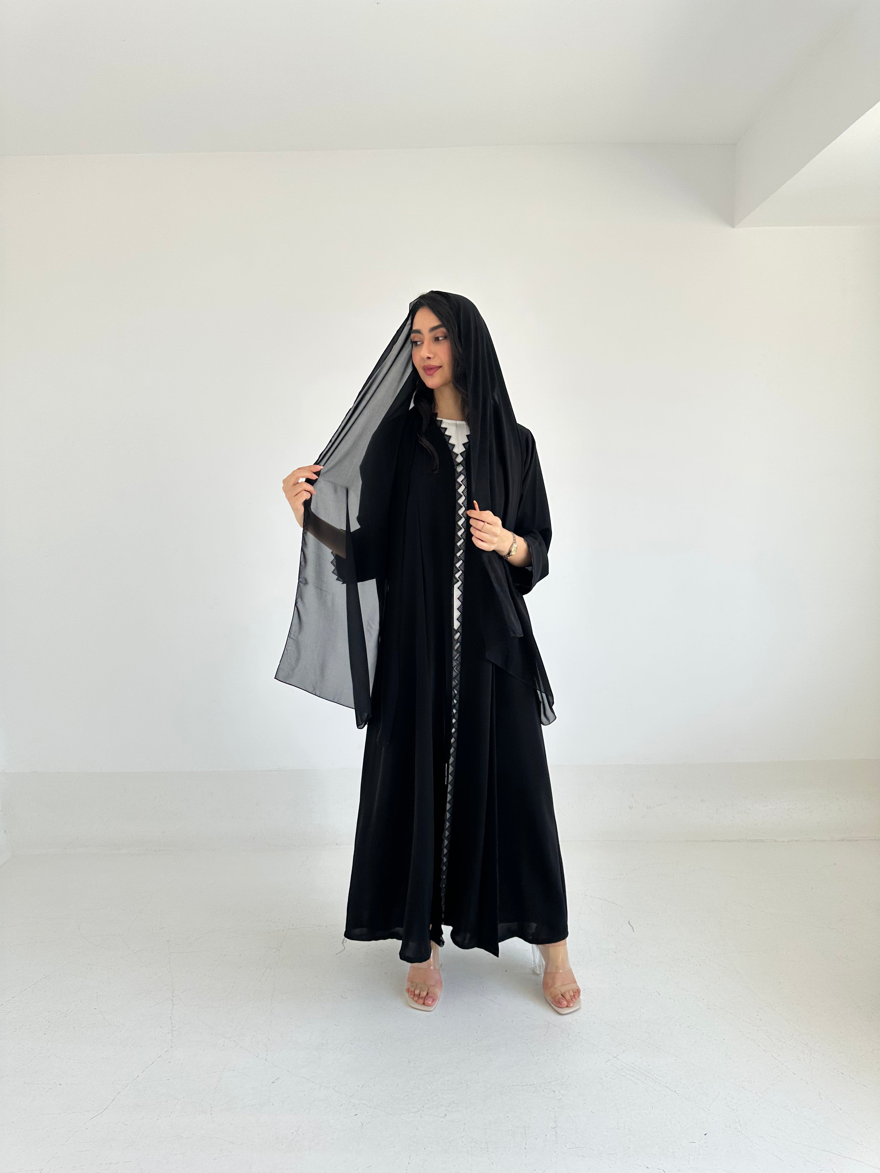 C 2353 Black Lace Abaya