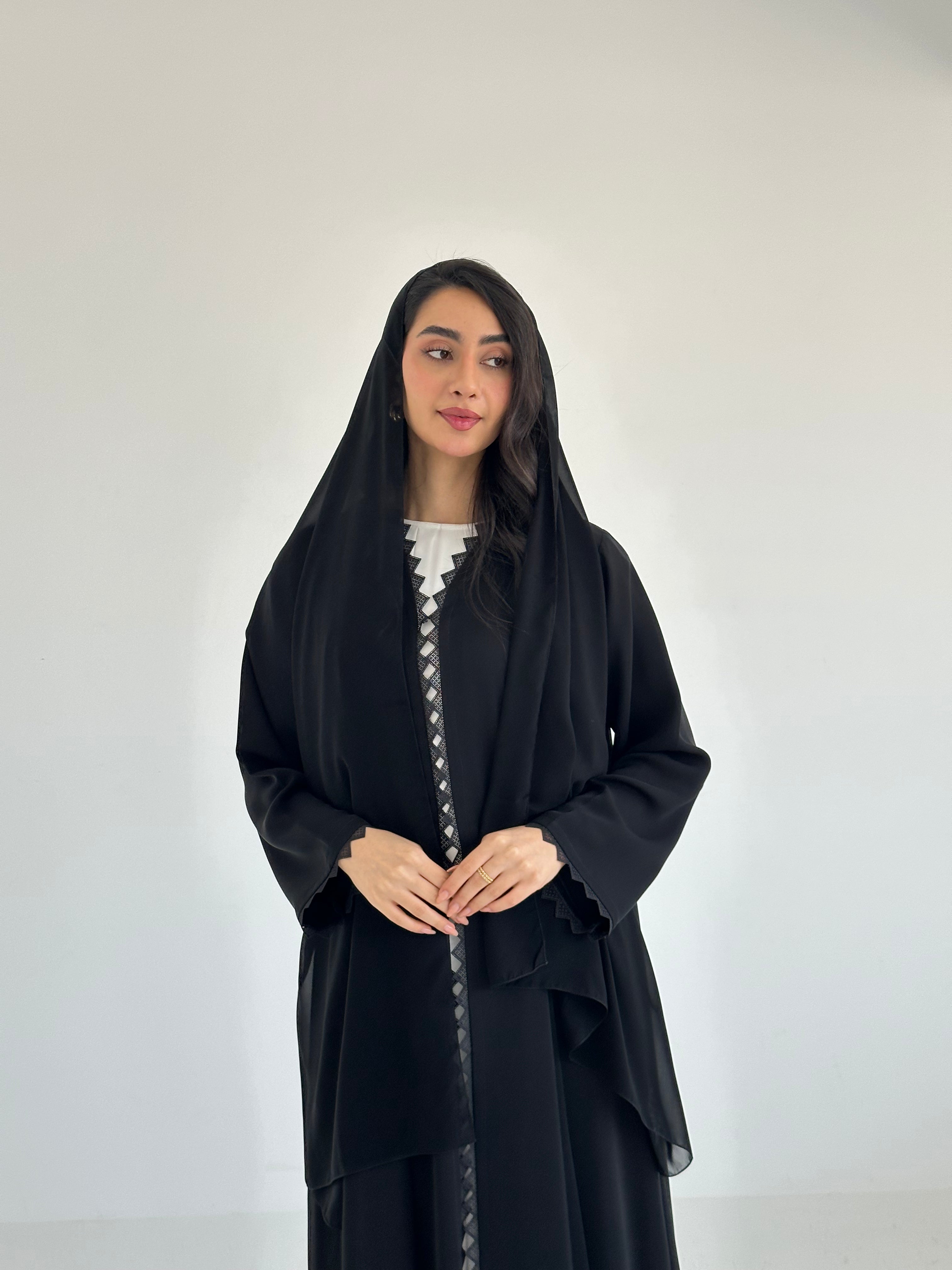 C 2353 Black Lace Abaya