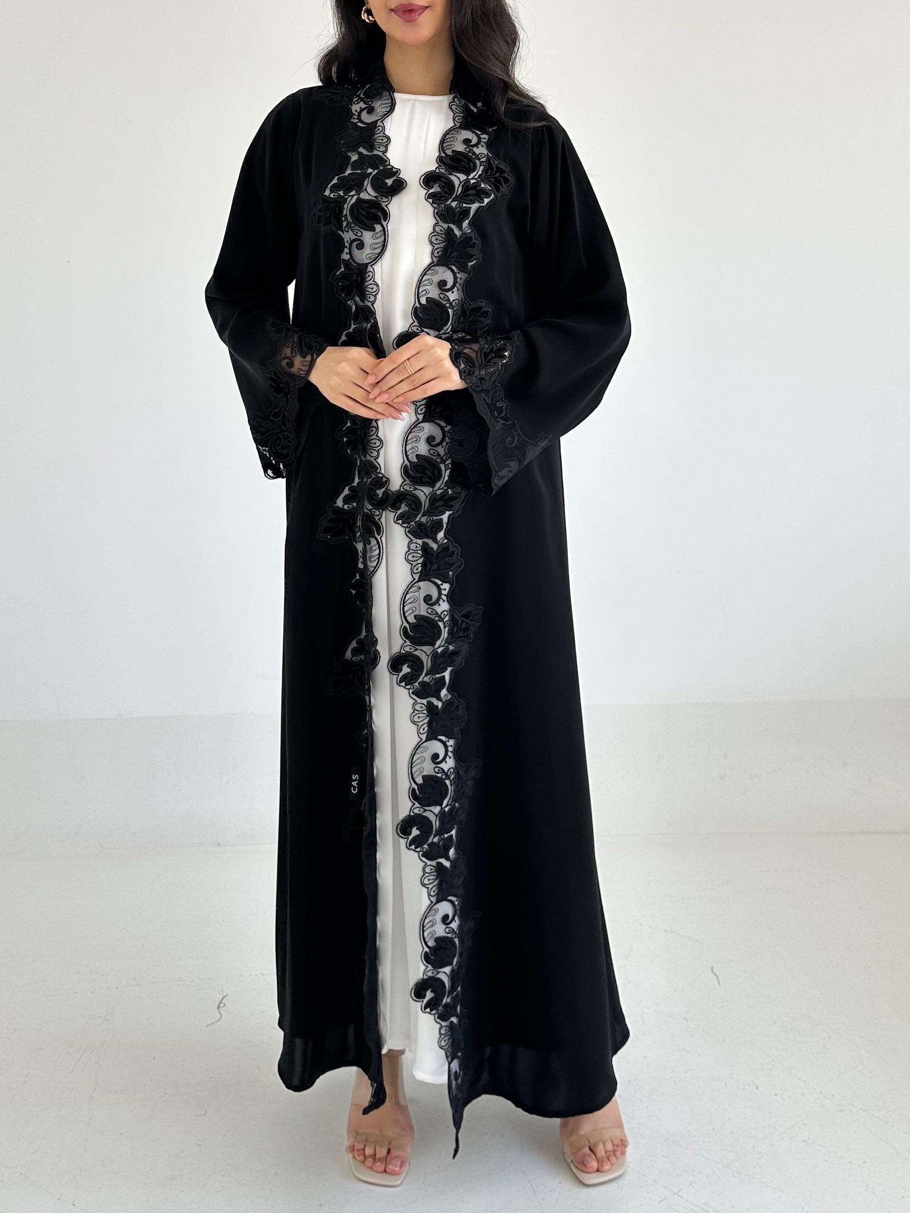 C 2354 Black Lace Abaya