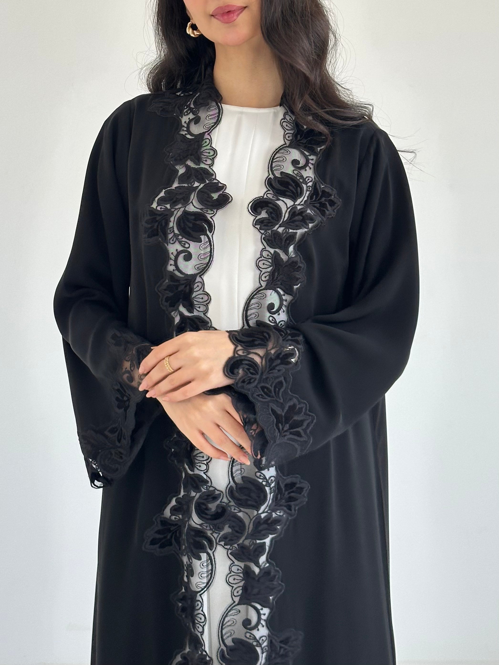 C 2354 Black Lace Abaya